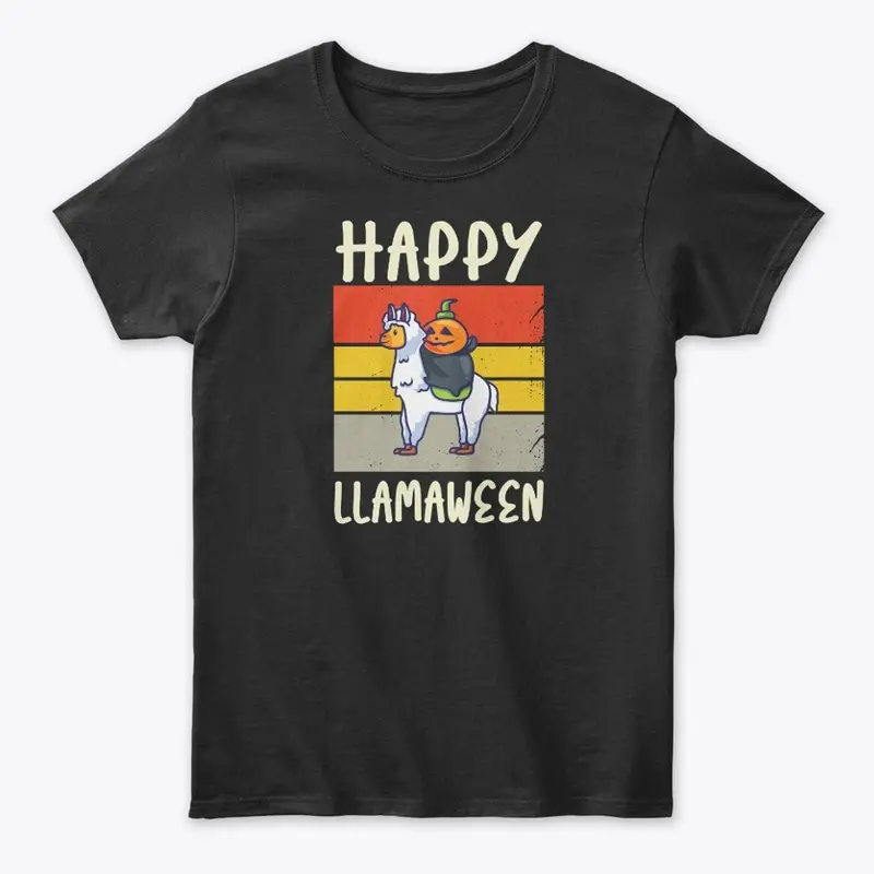 Happy Llamaween Witch Retro Halloween 